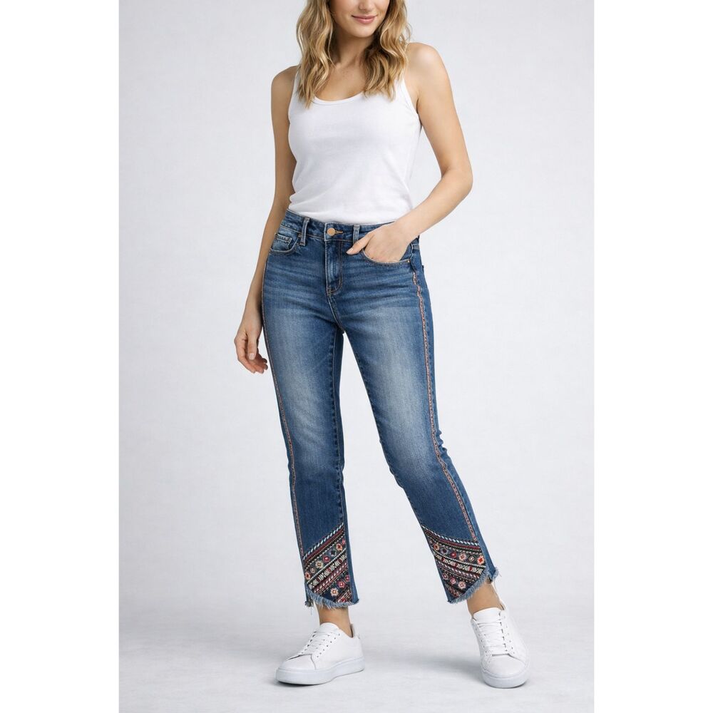 NWT Driftwood Jackie High-Rise Aztec Embroidered Slim silhouette Skinny Jeans 24